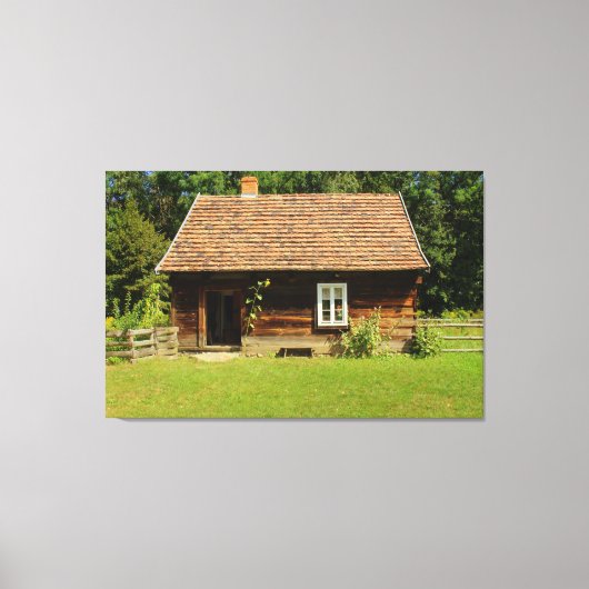 LOG CABIN SERENE LANDSCAPE PHOTO STRETCHED CANVAS AFDRUK (Voorkant)