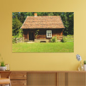 LOG CABIN SERENE LANDSCAPE PHOTO STRETCHED CANVAS AFDRUK (Insitu (Woonkamer))