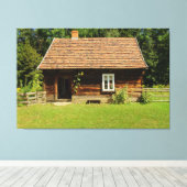 LOG CABIN SERENE LANDSCAPE PHOTO STRETCHED CANVAS AFDRUK (Insitu (Houten vloer))