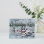 LOG CABIN & SWNOWFLAKES DOOR SHARON SHARPE BRIEFKAART (Staand voorkant)