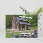 LOG CABIN WEDDING INVITATIONS PERSONALISEERD KAART (Staand voorkant)
