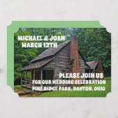 LOG CABIN WEDDING INVITATIONS PERSONALISEERD KAART (Voorkant / Achterkant)