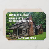 LOG CABIN WEDDING INVITATIONS PERSONALISEERD KAART (Voorkant / Achterkant)