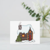 Log Cabin Winter Briefkaart (Staand voorkant)