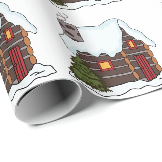 Log Cabin Winter Cadeaupapier (Rol Hoek)