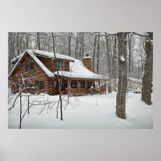 Log Cabin Winter Poster (Voorkant)
