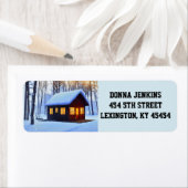 LOG CABIN WINTER SNEEUW RETOURADRES LABELS (Insitu)