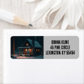 LOG CABIN WINTER SNEEUW RETOURADRES LABELS (Insitu)