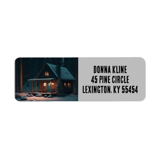 LOG CABIN WINTER SNEEUW RETOURADRES LABELS (Voorkant)