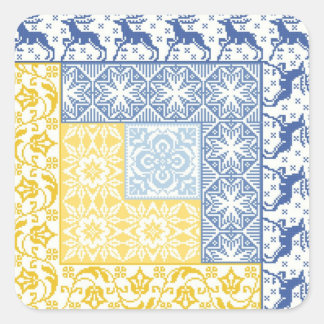 Log Cabin Winter Vierkante Sticker