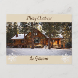 Log Cabine Holiday Post Card Feestdagenkaart