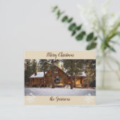 Log Cabine Holiday Post Card Feestdagenkaart (Staand voorkant)