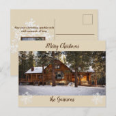Log Cabine Holiday Post Card Feestdagenkaart (Voorkant / Achterkant)