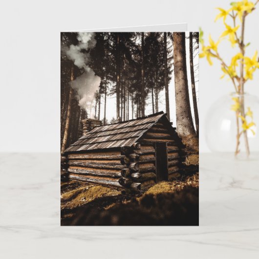 LOG CABINE VERJAARDAGSKAARTEN, UIT HET ROOSTER KAART (Gele Bloem)