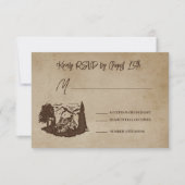 Log Home Cabin Wedding RSVP Response Kaart (Voorkant)
