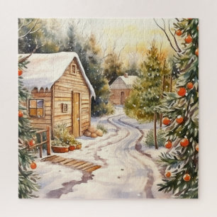 log huizen ingericht outdoor kerstboom legpuzzel