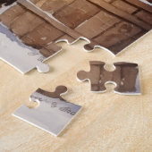  log huizen ingericht voor buiten kerst legpuzzel (Zijkant)