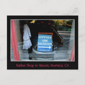 Log in in Barber-Shop Window, Murrieta, CA Briefkaart