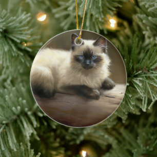 Log Lounger Siamese Kitten Keramisch Ornament