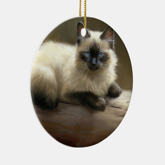 Log Lounger Siamese Kitten Keramisch Ornament (Rechts)