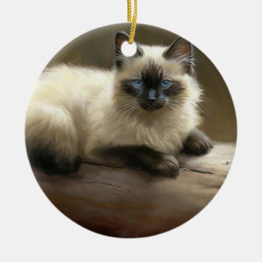 Log Lounger Siamese Kitten Keramisch Ornament (Voorkant)