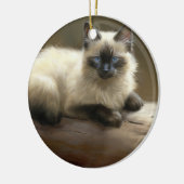 Log Lounger Siamese Kitten Keramisch Ornament (Links)