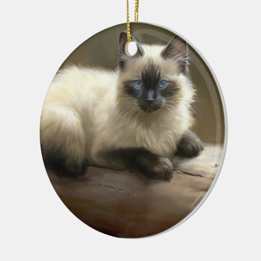 Log Lounger Siamese Kitten Keramisch Ornament (Links)