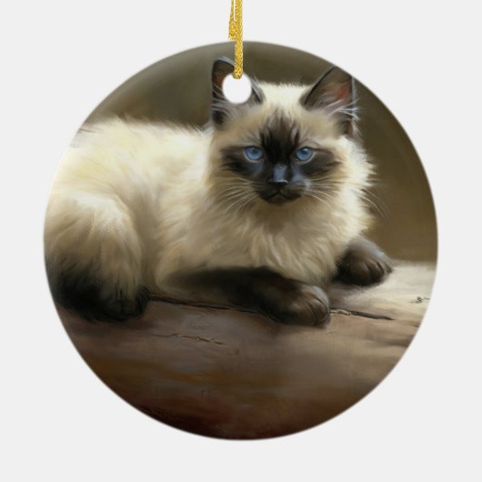 Log Lounger Siamese Kitten Keramisch Ornament (Achterkant)