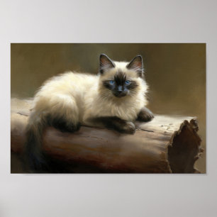 Log Lounger Siamese Kitten Poster