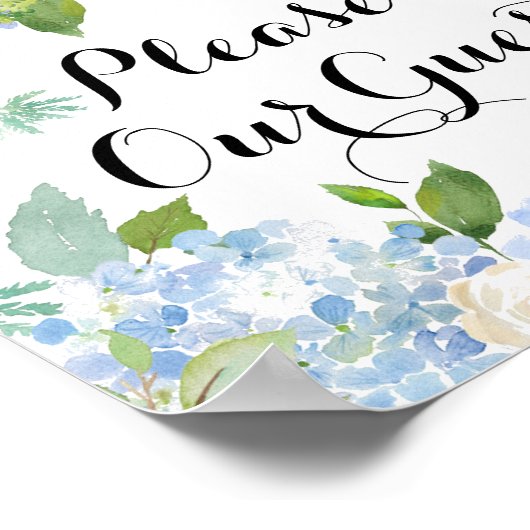 Log ons Guestbook in - Blue Floral Poster (Hoek)