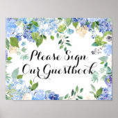 Log ons Guestbook in - Blue Floral Poster (Voorkant)