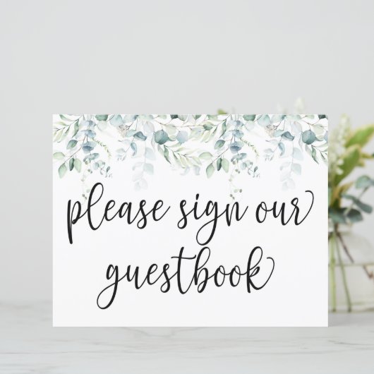 Log ons Guestbook in - Eucalyptus Weddenschap (Staand voorkant)