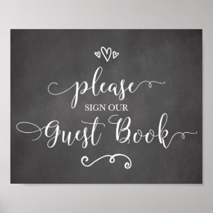 Log onze bruiloft voor het gastboek in poster