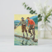 "Log Rollers" Westerne kunst van Philip R Goodwin Briefkaart (Staand voorkant)