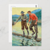 "Log Rollers" Westerne kunst van Philip R Goodwin Briefkaart (Voorkant / Achterkant)