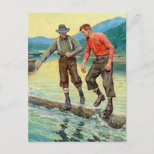 "Log Rollers" Westerne kunst van Philip R Goodwin Briefkaart (Voorkant)