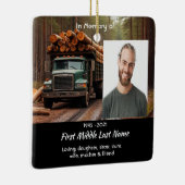 Log Truck Chauffeur Herinnering Keramisch Ornament (Rechts)