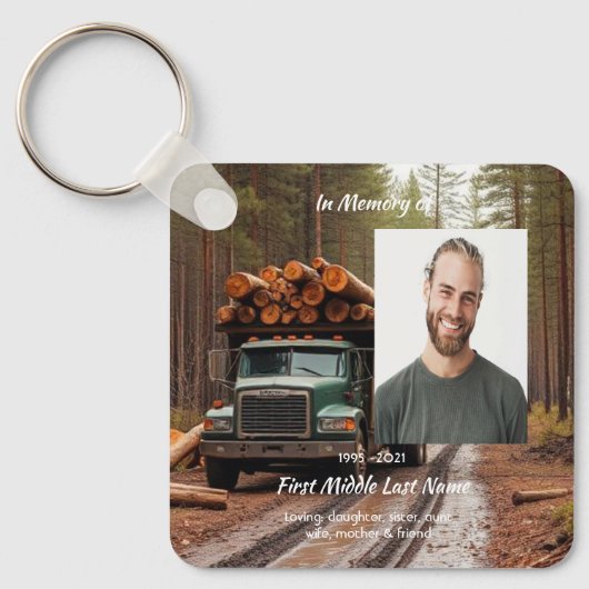 Log Truck Driver Memorial Keepsake Sleutelhanger (Voorkant)