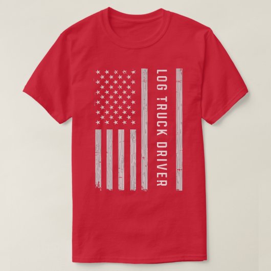 Log Truck Driver USA Flag Patriotic  T-shirt (Design voorkant)