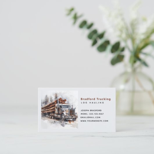 Log Trucking Long Haul Trucker Company Visitekaartje (Staand voorkant)