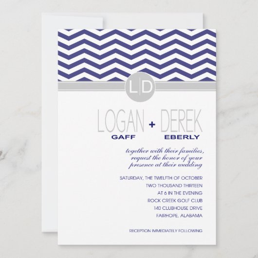 Logan Chevron | marinegrijs BASIS WIT PAPIER Kaart (Voorkant)