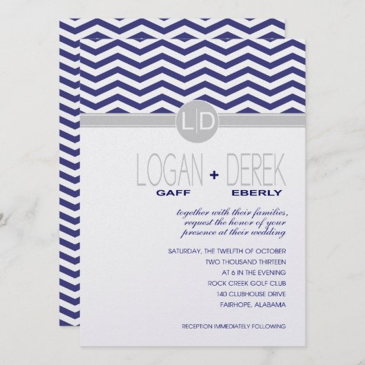 Logan Chevron | METALLIC ICE PAPIER voor marinegri Kaart (Voorkant / Achterkant)