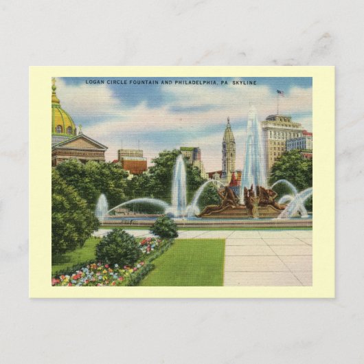 Logan Circle, Vintage van Philadelphia Briefkaart (Voorkant)