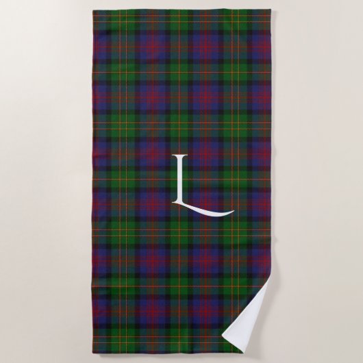 Logan Clan Tartan Pset Monogram Beach Handdoeken (Voorkant)