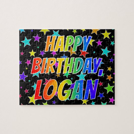 "LOGAN" First Name, Fun "HAPPY BIRTHDAY" Legpuzzel (Horizontaal)