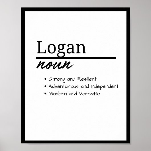 Logan, jongen gepersonaliseerde naam definitie poster (Voorkant)