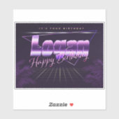 Logan Name Vorname lila retro Sticker Geburtstag (Vel)