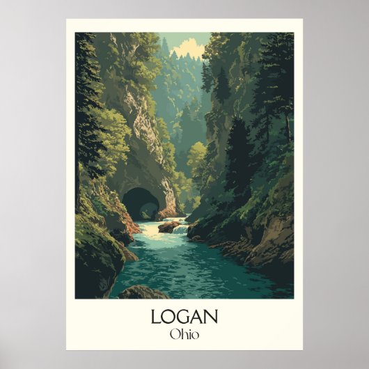 Logan Ohio Hocking Hills Avontuur Natuur Kunst Poster (Voorkant)