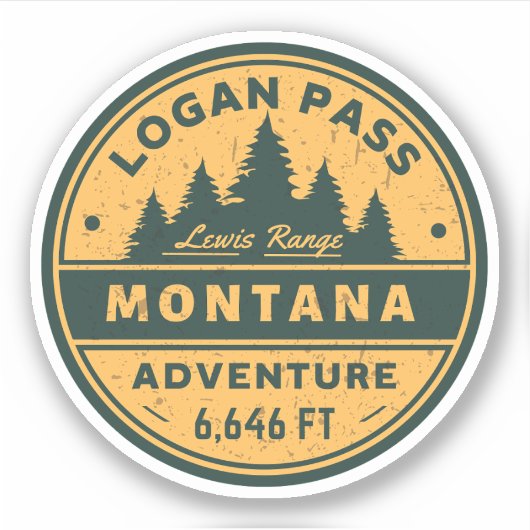 Logan Pass Wandelen, Montana Alpine Pass Sticker (Voorkant)