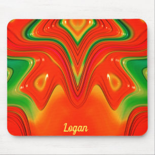 LOGAN ~ Rood groen en geel ontwerp Muismat